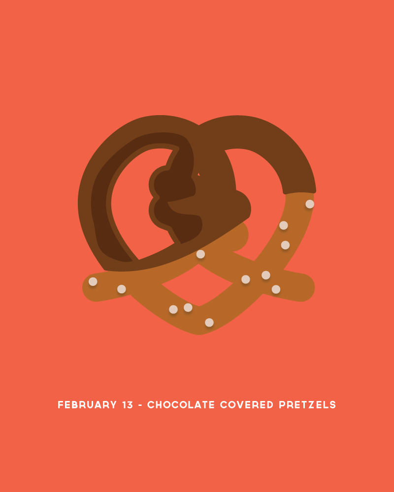 Day 3, February 13: Chocolate-covered Pretzel